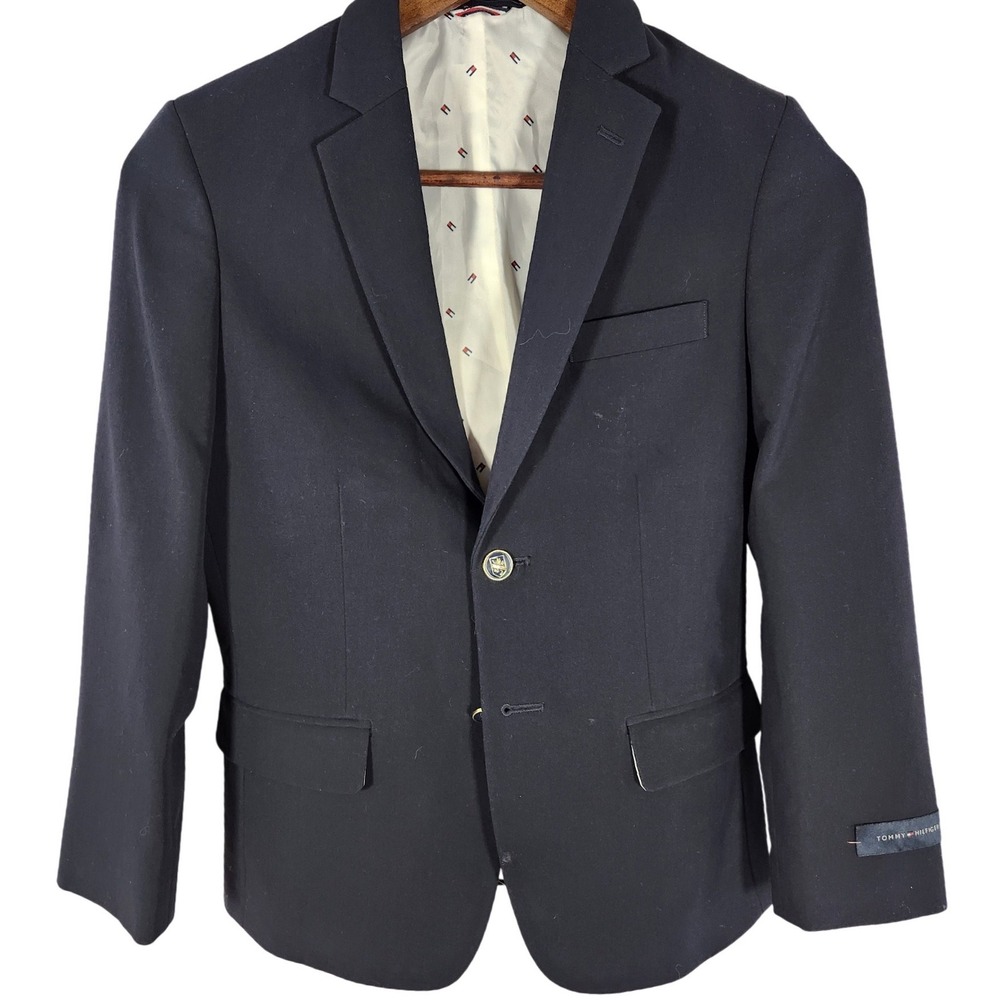 Tommy Hilfiger Womens Navy Blue‎ Blazer Size 10 Gold Crest Buttons Fully Lined